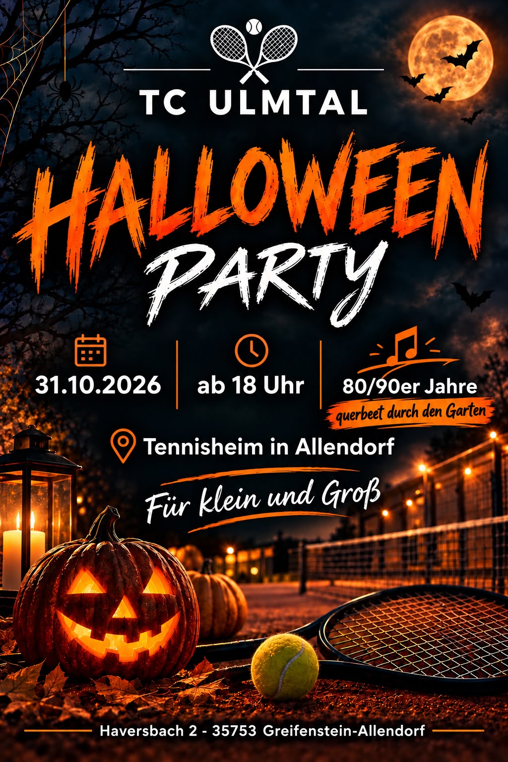Halloween Party am 31.10.2026 beim TC Ulmal, Haversbach 2,35753 Greifenstein-Allendorf